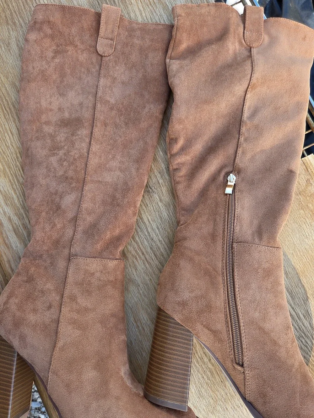 Women's Tall Suede Block Heel Boots - Brown
